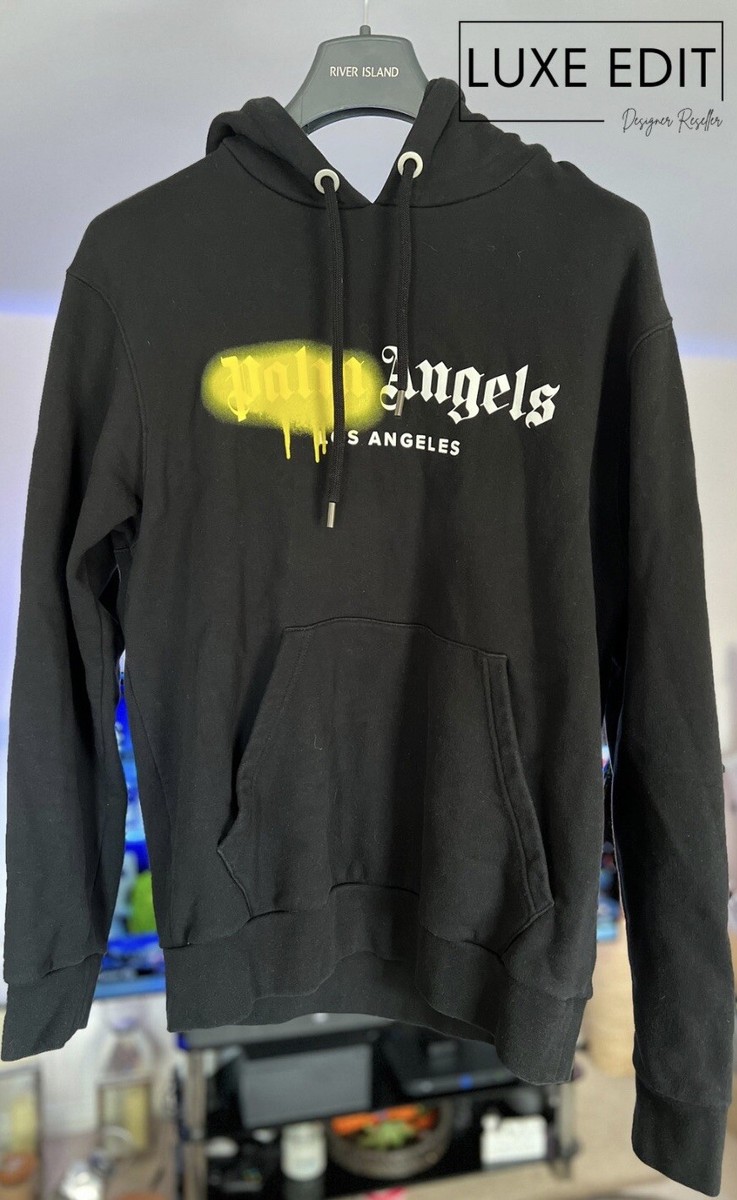 Genuine Palm Angels LA Los Angeles Sprayed Logo Black Yellow Hoodie Size S  Small | eBay