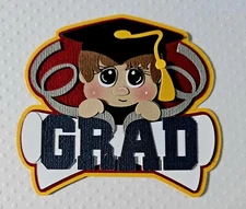 Graduation Boy Title Brown Hair. Scrapbook, Card making Paper Piecing