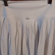 Alo Grand Slam White Pleated Tennis Skort, Women's Size Large