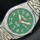 VINTAGE REFURBISHED SEIKO AUTOMATIC 6309A JAPAN MENS GREEN DIAL WATCH a442696-1