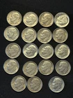 Lot of 19 Silver Roosevelt Dimes Coins Mixed Dates & Mint Marks