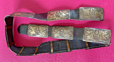 BIG Vintage Sterling Silver Concho on 40.5" leather Belt