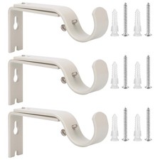 3 PCS Weathered White Adjustable Heavy Duty Curtain Rod Brackets 1 In Holder