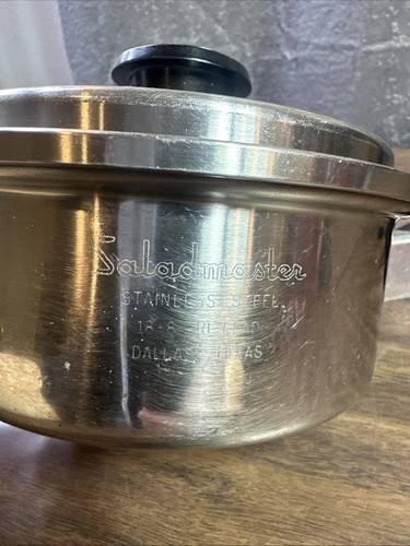 Saladmaster 1 Quart 6.5" Stainless Steel Sauce Pan w Vapo Lid 18/8 Tri Clad VTG - Picture 2 of 12
