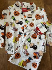 Peanuts Snoopy Halloween Flannel Kids 2 Piece Pajama Set Size 4 NEW