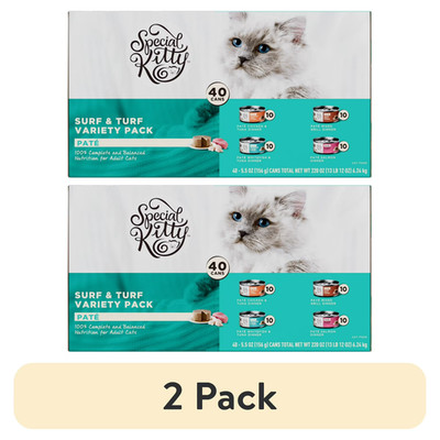 2 Box Special Kitty Surf & Turf Pate Wet Cat Food Variety Pack, 5.5 oz Cans