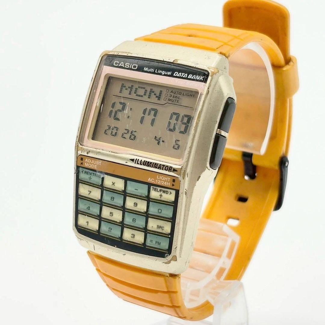 超激レア　カシオ データバンク　イエロー　中古品　ヴィンテージ　超希少 Casio Retro Data Bank Men's Yellow Excellent Working Watch Rare