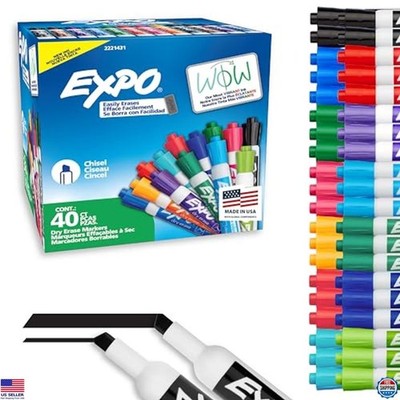 EXPO Dry Erase Markers, Low Odor Ink, Assorted Fashion Colors, Chisel Tip, 40