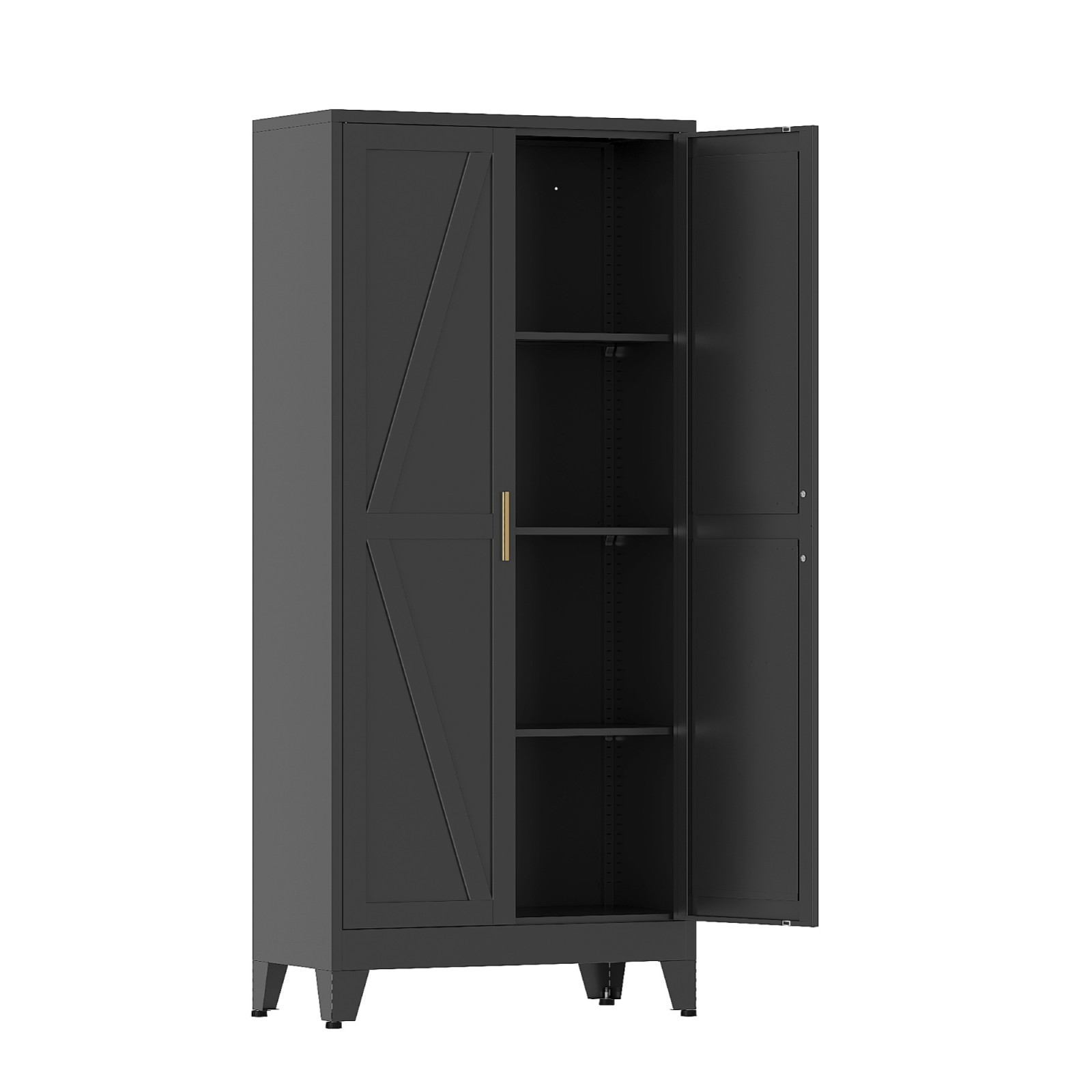 61" H Metal Pantry Cabinet with Doors,Farmhouse Food Storage Cabinet For Kitchen