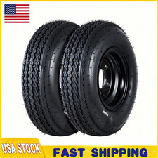 2 Pcs Trailer Tires On Rims 5.30-12 530-12 5.30x12 6pr Black Wheels 4 Lug On 4 2 Pcs Trailer Tires On Rims 5.30-12 530-12 5.30x12 6pr Black Wheels 4 Lug On 4