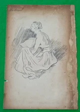 Rembrandt Van Rijn Drawing on paper (Handmade) signed and stamped mixed media.