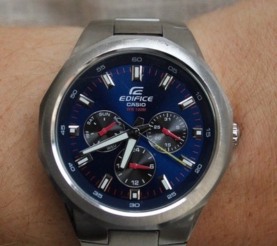 Casio Edifice EF-328D - Herrenarmbanduhr - Edelstahl - blau