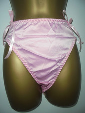Womens   pink    sheer lacy  bum satin front  Panties  38 to   50 " cd/tv NEW