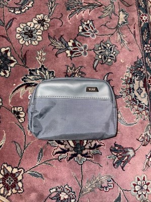 TUMI for Delta Gray Nylon Zippered Pouch Small Travel Toiletry Cosmetic Bag