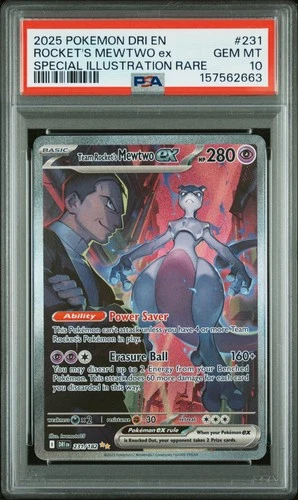 2025 POKEMON DRI EN-DESTINED RIVALS #231 TEAM ROCKET'S MEWTWO EX PSA 10