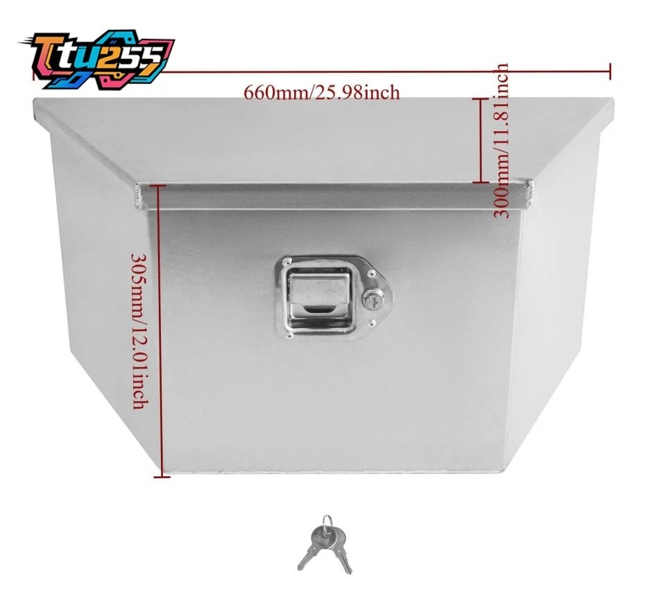 26"x13.3"x12" Sliver Trailer Tongue Tool Box Heavy Duty Storage Box RV Aluminum Foto 2 de 4