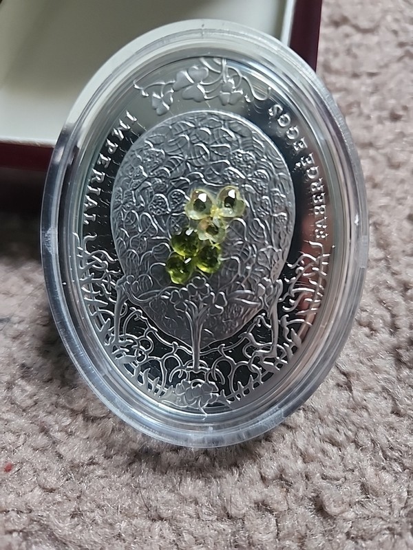 Niue 2010 Imperial Faberge CLOVER LEAF EGGS Egg. Proof 56.56g. 7000 Mintage ZIRC