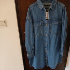 Boohoo Ladies Plus Denim Oversized Shirt Dress Mid Blue Size 20 BNWT 