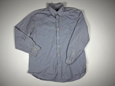 Chaps Button Down Men Large Blue White Striped Cotton Coastal Preppy Casual