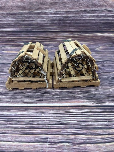 VTG Miniature Wood Lobster Trap 5” Handmade Nautical Decor Made In Nova Scotia - Picture 5 of 15