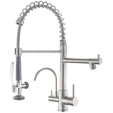3 in 1 Kitchen Faucet with Pull Down Sprayer, Brushed Nickel