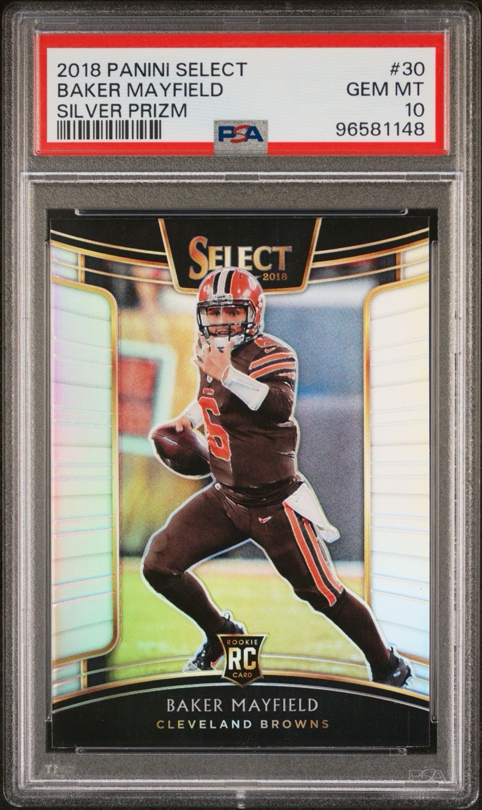 2018 Panini Select Baker Mayfield Silver Prizm Concourse Rookie RC #30 PSA 10