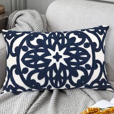 Alysheer Embroidered Lumbar Decorative Throw Pillow Cover 12"x 20", Classic B...