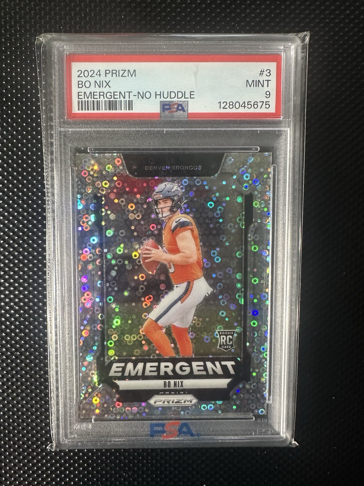 2024 Panini Prizm Emergent Bo Nix #3 No Huddle Prizm PSA 9