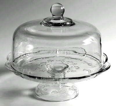 Vintage Anchor Hocking Savannah 12'' Pedestal Cake Plate With Glass Dome Unused