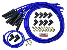 Ton's 180* Blue 8mm Spark Plug Wires Universal Chevy GM Socket distributor