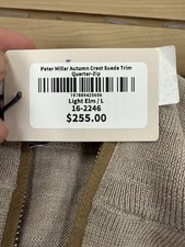 Peter Millar Suede Trim Quarter-Zip Mock Neck Sweater Light Elm L