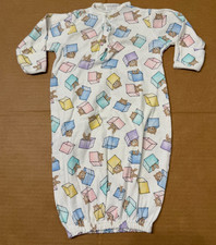 Vintage Carters Layette Gown Sleep Dress 0-3 Months Unisex Colorful Boxes Bunny