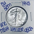 1943 BU UNCIRCULATED WALKING LIBERTY SILVER HALF DOLLAR AUTHENTIC U.S. MINT 4502