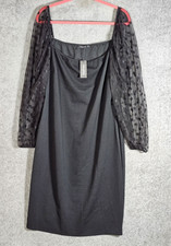 Boohoo Dobby Mesh Midi Dress Womens Sz 20 Black Stretch Witchy Whimsigoth New