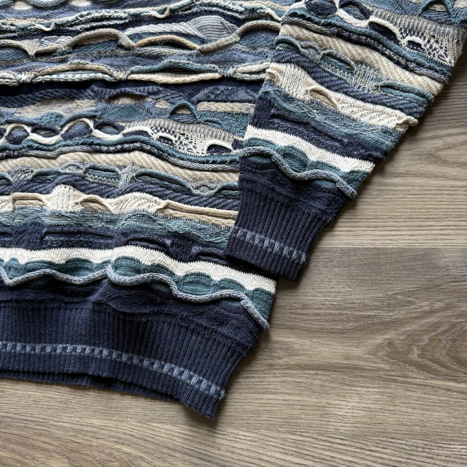 Винтажный текстурированный мужской свитер Giorgio di Firenze многоцветный стиль L Coogi синий - Изображение 4 из 4