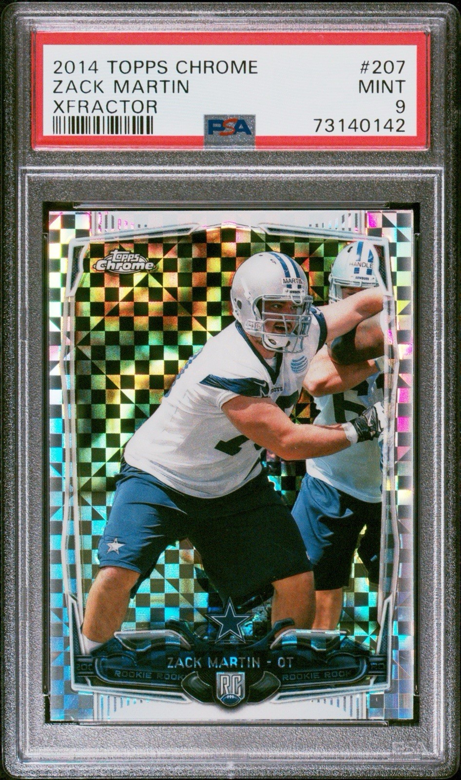 2014 Topps Chrome Zack Martin #207 Xfractor Dallas Cowboys Rookie RC PSA 9 Mint