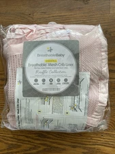 BreathableBaby Breathable Mesh Crib Liner – Deluxe Ruffle Collection – Pink