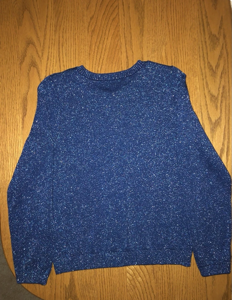 Lands End девочек кардиган свитер 16 XL только носили один раз синий + металлические нити - Изображение 3 из 3