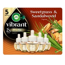 Air Wick Plug In Scented Oil Refills, Sweetgrass + Sandalwood, 5 Ct