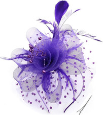 Women'S Fascinators Tea Party Wedding Mesh Flower Pearl Feather Fascinator Hat w