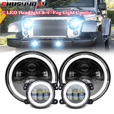 Fit 07-17 Jeep Wrangler Unlimited Jk 4 - Door 7 Led Headlights 4 Fog Light Fit 07-17 Jeep Wrangler Unlimited Jk 4 - Door 7 Led Headlights 4 Fog Light
