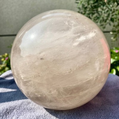9.9LB Natural rainbow White Crystal Clear Quartz Crystal Sphere Ball Healing
