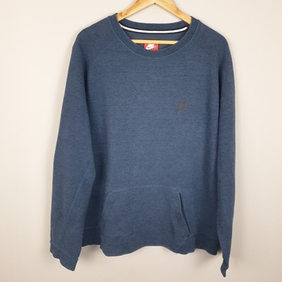 Nike Tech Sweatshirt Herren XXL Blau Retro Streetwear Rundhals Kängurutasche