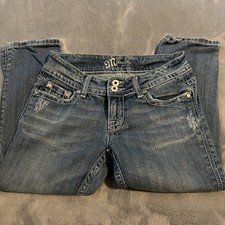 Miss Me Jeans Sz 26x20 Capri Crop Low Rise Medium Wash Flap Pocket Contrast
