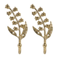 SOFFEE DESIGN 2PCS Golden Bellflower Hooks, Spring Blossom Robe Holders, Floral