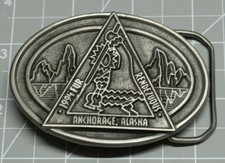 1994 Fur Rondy Rendezvous Belt Buckle Anchorage Alaska Eskimo Pewter A69