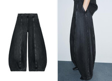 Jeans a palloncino Zara vita alta taglia 6 Eur 34 super larghi larghi larghi grigio collezione ZW