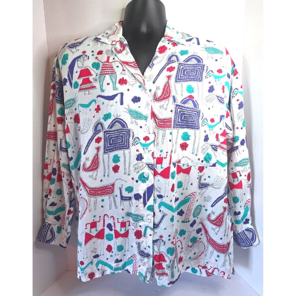 A genuine 90s Generra rayon shirt with an all-over camel print — the kind of unhinged novelty fashion that's impossible to find new.