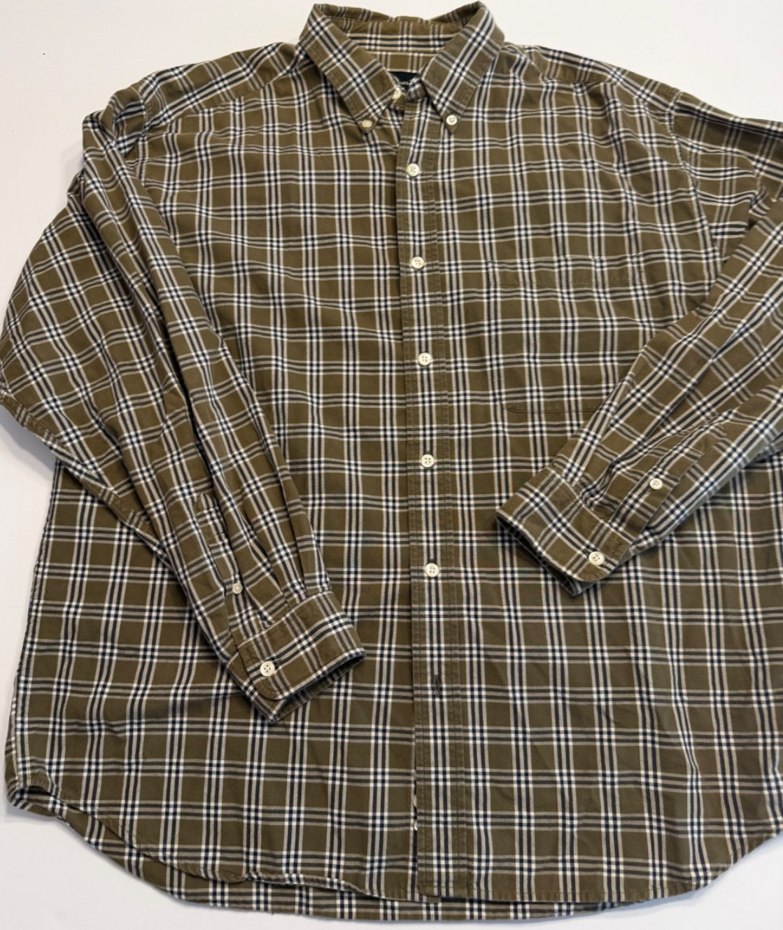 Eddie Bauer Shirt Men's Large Long Sleeve Button-Down Collar Brown Plaid