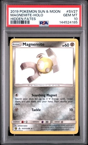 2019 POKEMON SUN & MOON HIDDEN FATES #SV27 MAGNEMITE-HOLO PSA 10